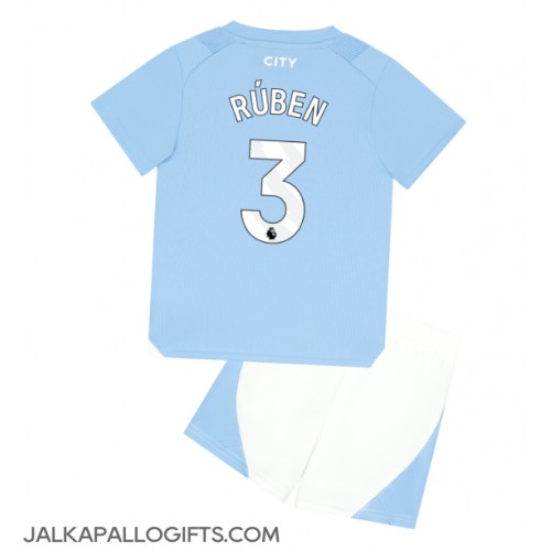 Manchester City Ruben Dias #3 Koti Peliasu Lasten 2023-24 Lyhythihainen (+ Lyhyet housut)